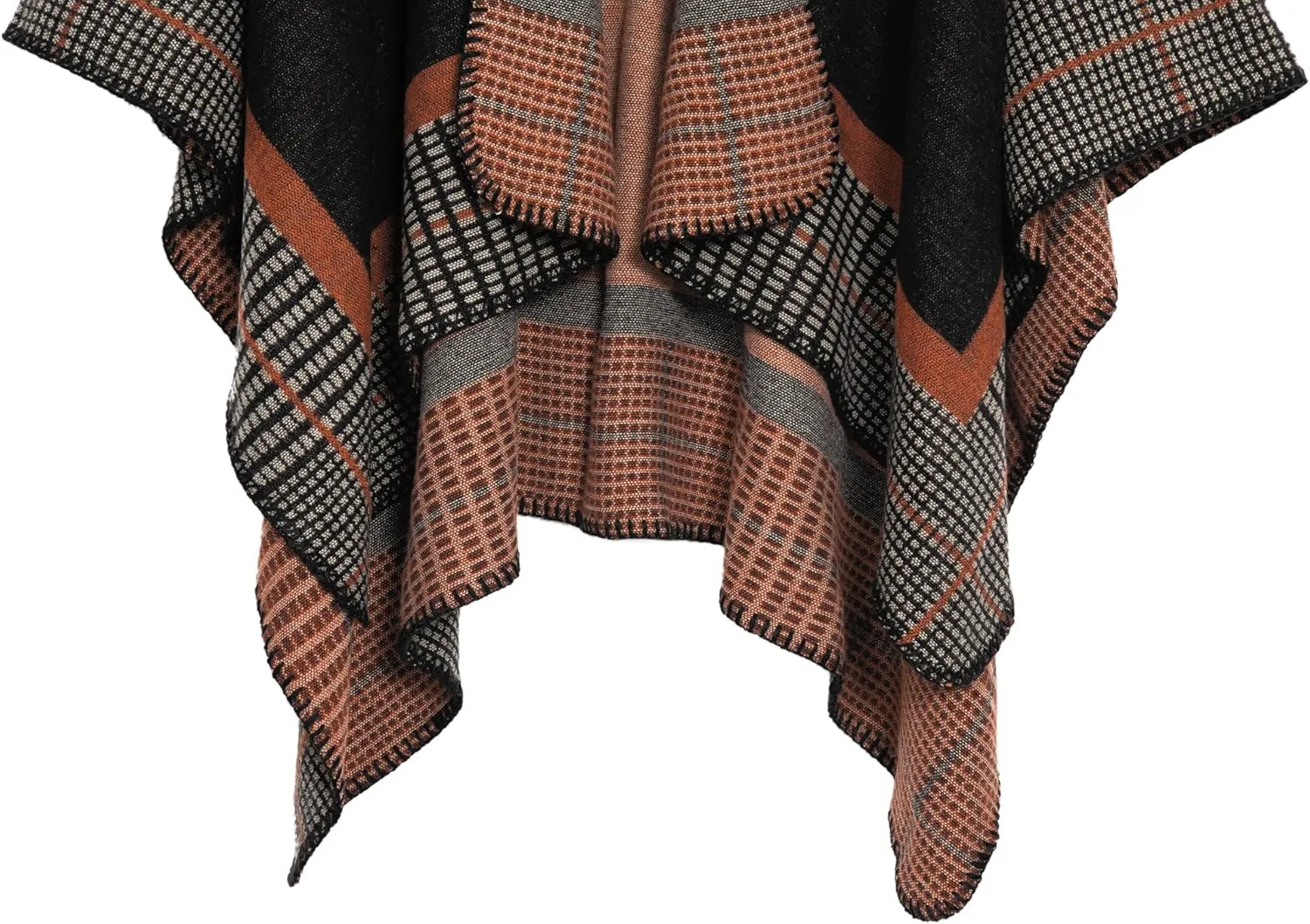 Womens Retro Warm Shawls Poncho Cape Floral Printed Open Front Cardigans Sweater