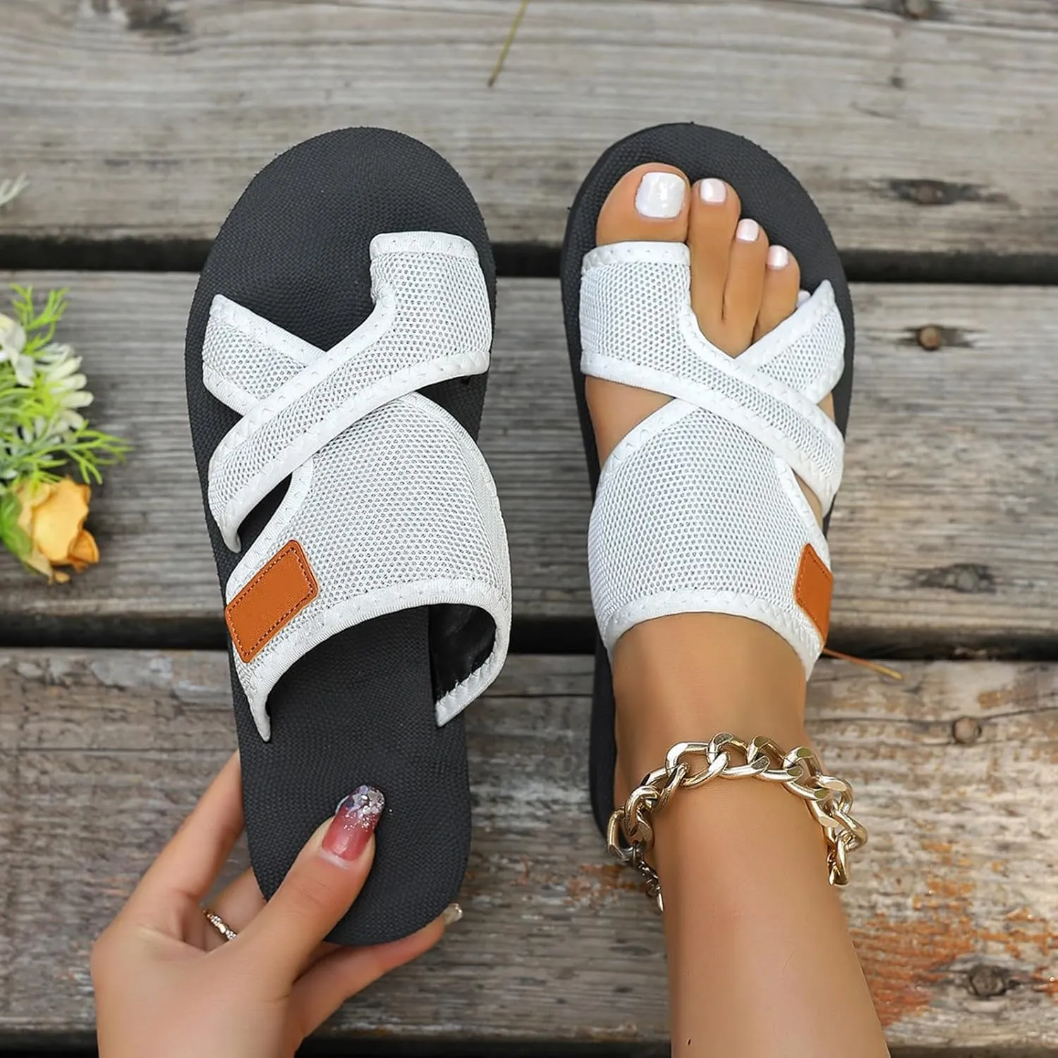 Women's Sandal Women's Sea Flip Flop Women's Cork Footbed Sandal With Comfortable Plantar Fasciitis Arch Support