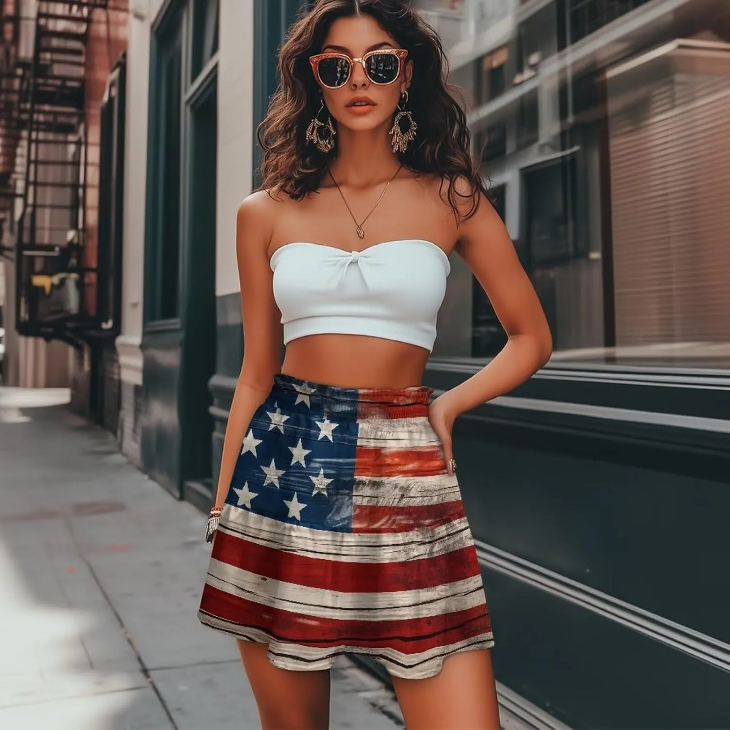 Womens Skirts Short Flowy High Waist Tiered Mini Skirt for Running Casual