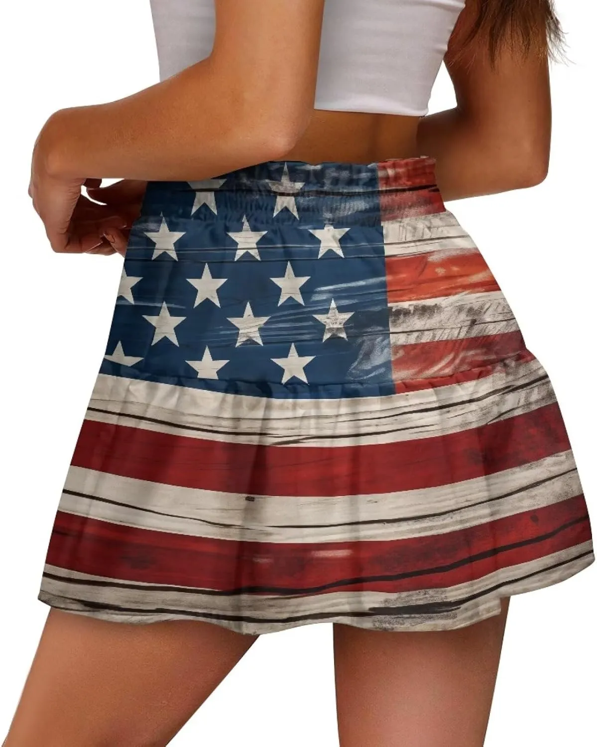 Womens Skirts Short Flowy High Waist Tiered Mini Skirt for Running Casual