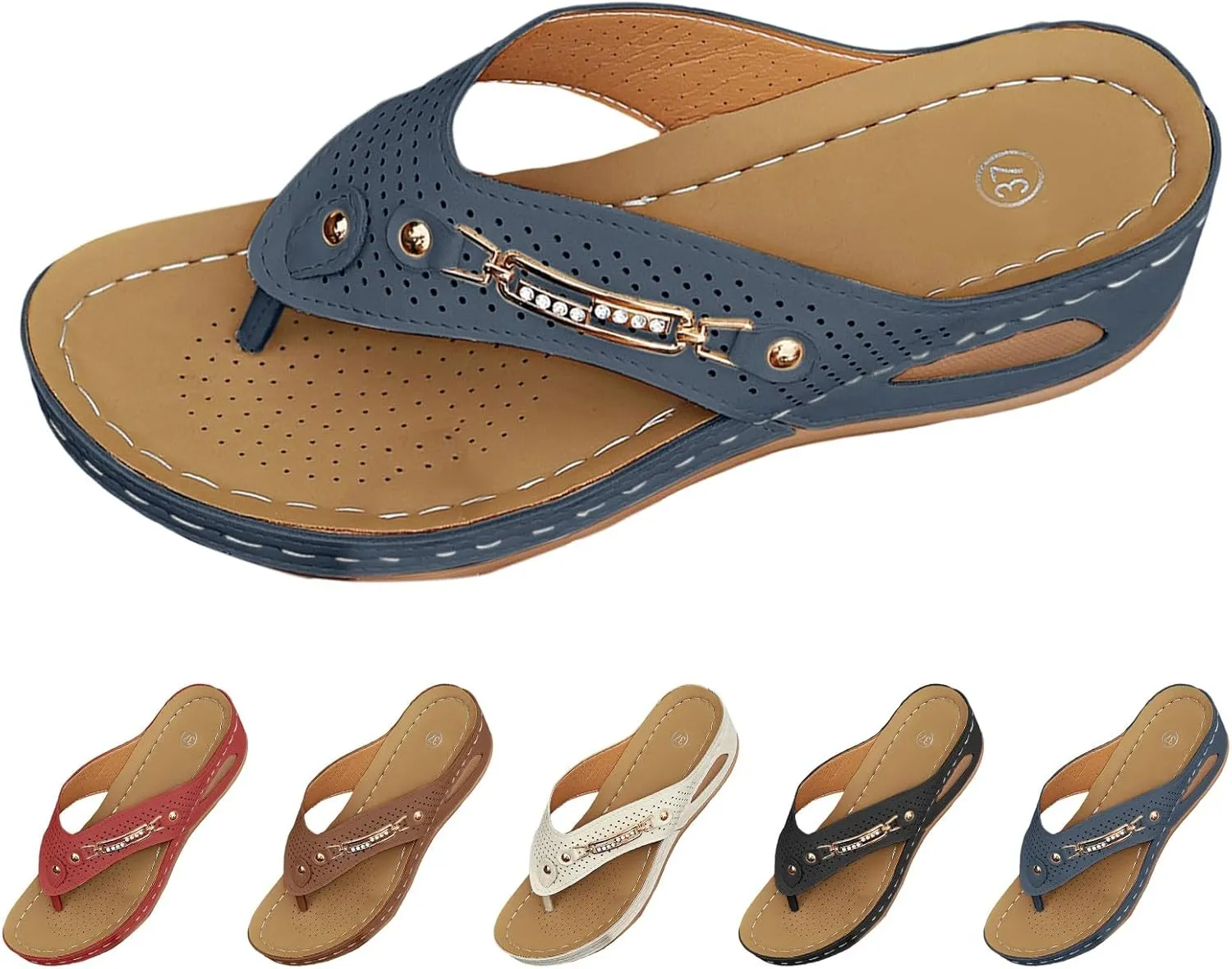 Womens Slides Sandals with Plantar Fasciitis Arch Support Fashion Comfort Adjustable Flat Sandals