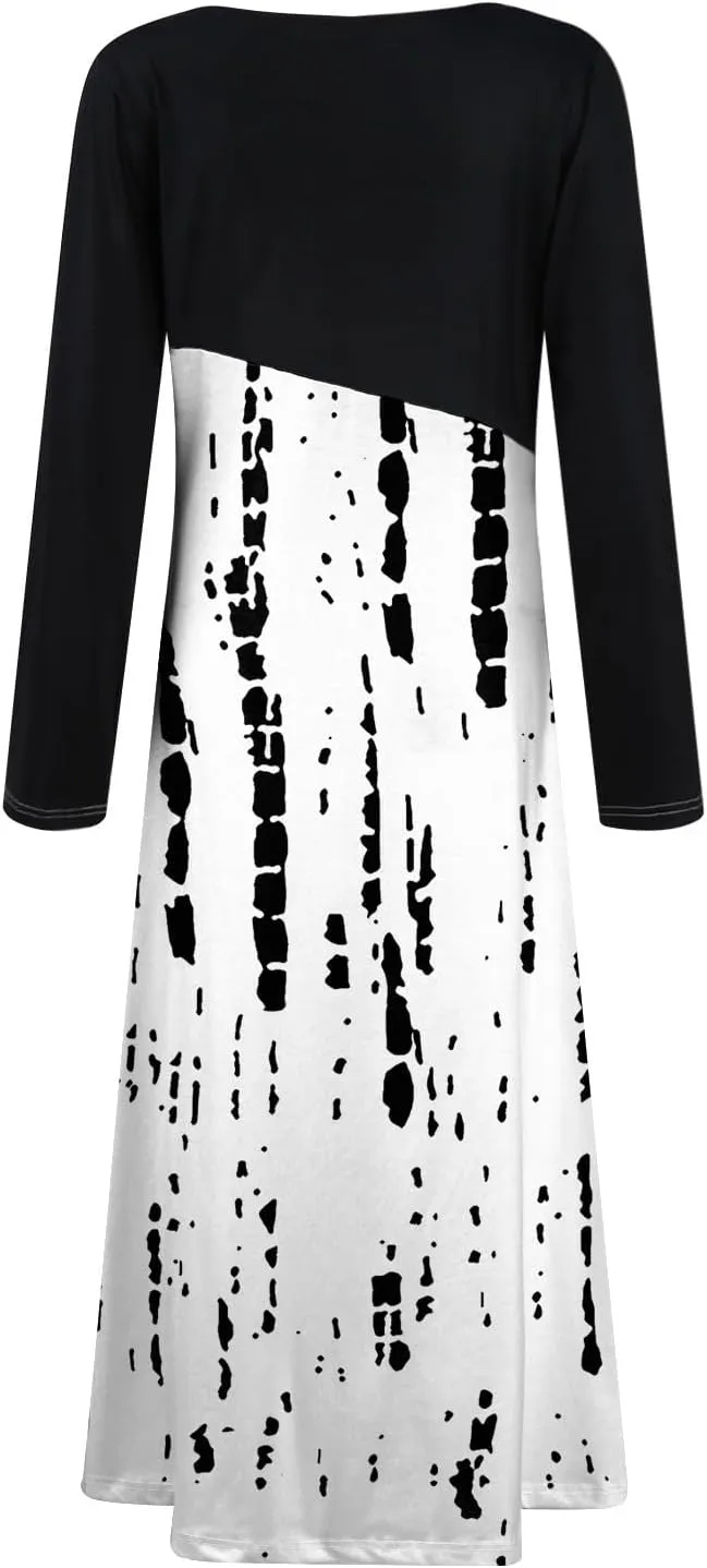 Womens Spring Fashion 2025 Dress Long Sleeve Midi V Neck Work Cute Teens Elegant Western Swing Dress