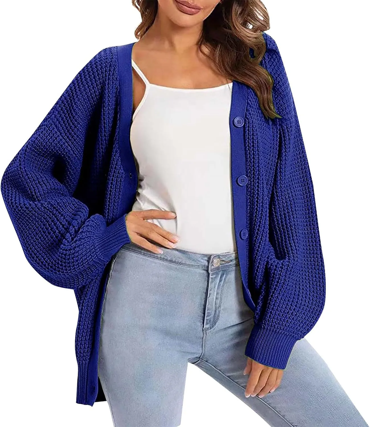 Womens Sweaters Button-Down Long Sleeve Fall and Winter Kintted Cardigan Loose Fit Coat Trendy Comfoy Sweater Jacket
