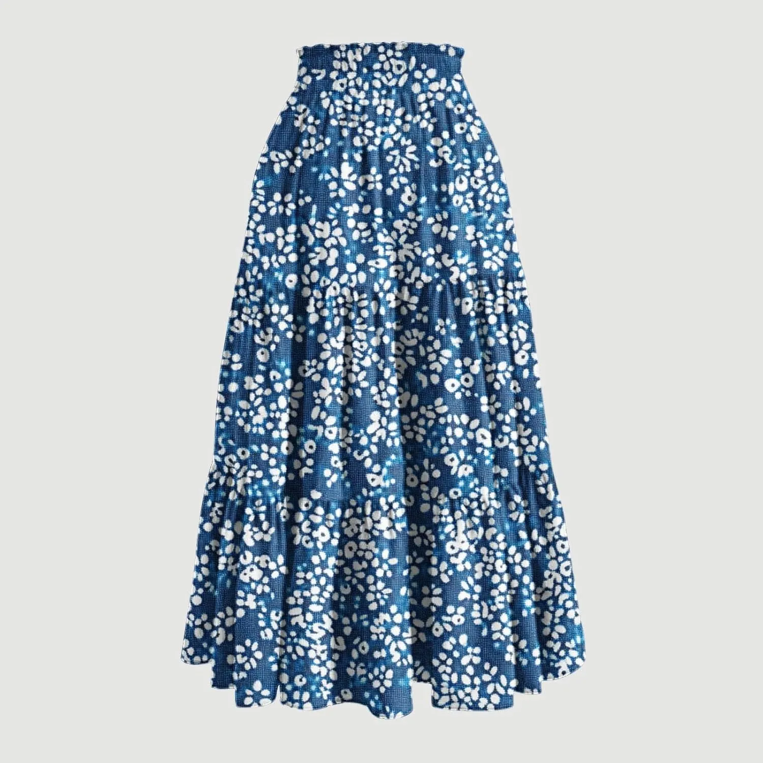 Womens Tiered Maxi Skirts Drawstring Elastic Waist Flowy Swing Long Skirt Summer Boho Beach Dress Trendy Clothes