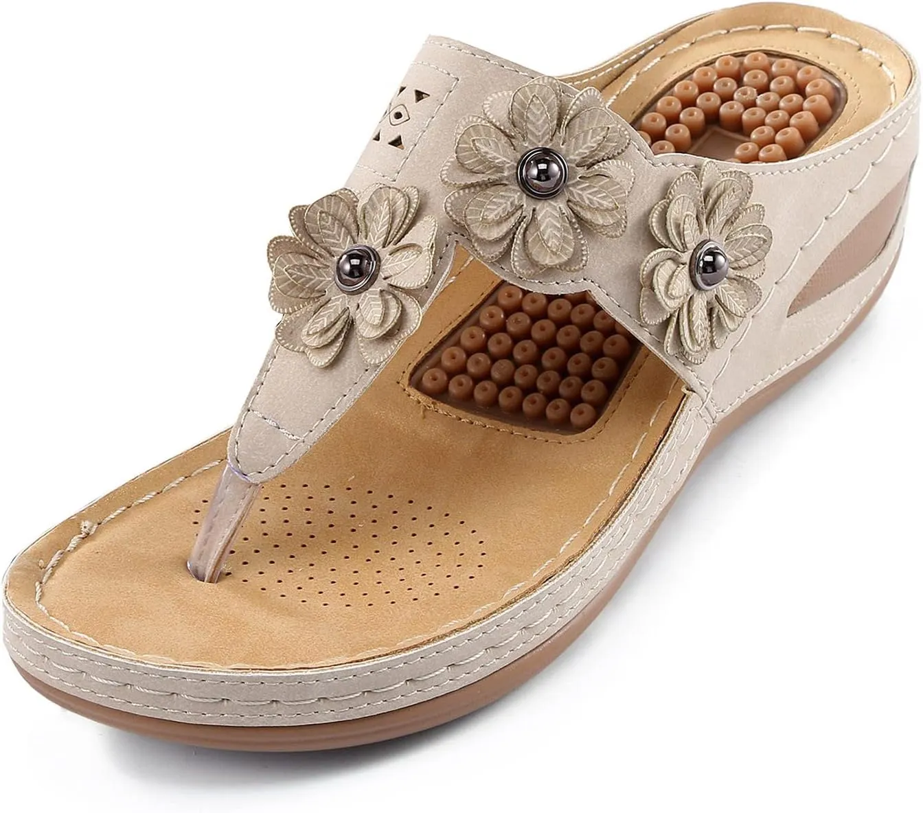Womens Wedge Flip Flops Sandals With Arch Support Summer Comfortable Platform Bohemia Flat Shoes Massage Womens Sandals