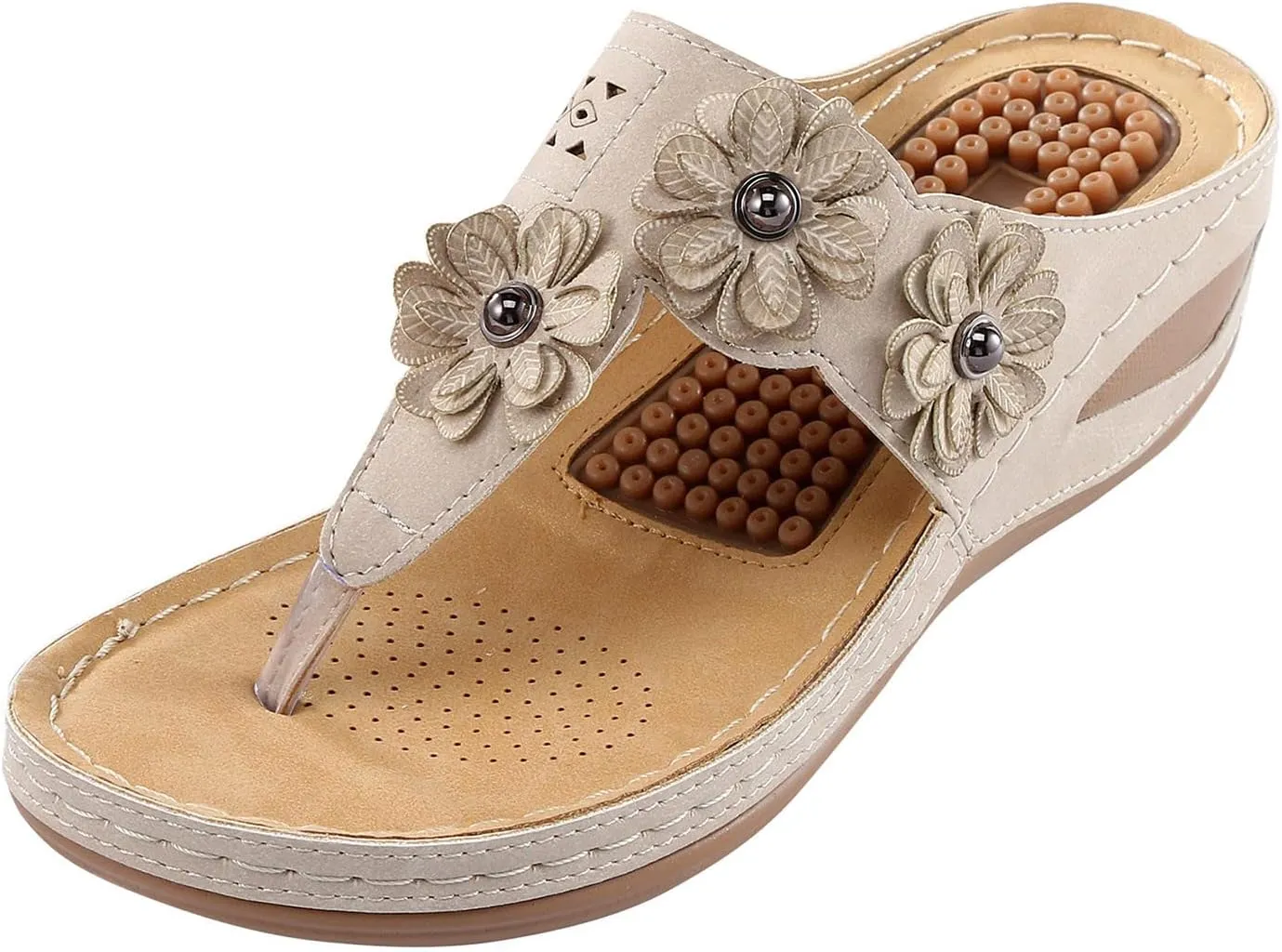 Womens Wedge Flip Flops Sandals With Arch Support Summer Comfortable Platform Bohemia Flat Shoes Massage Womens Sandals