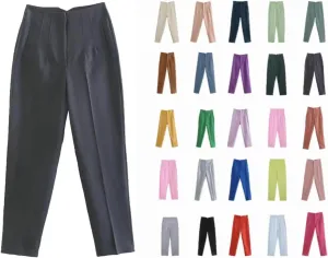 Work Pants Women Wide Leg Elastic High Waist Button Down Straight Long Trousers Business Casual Outfits for Women