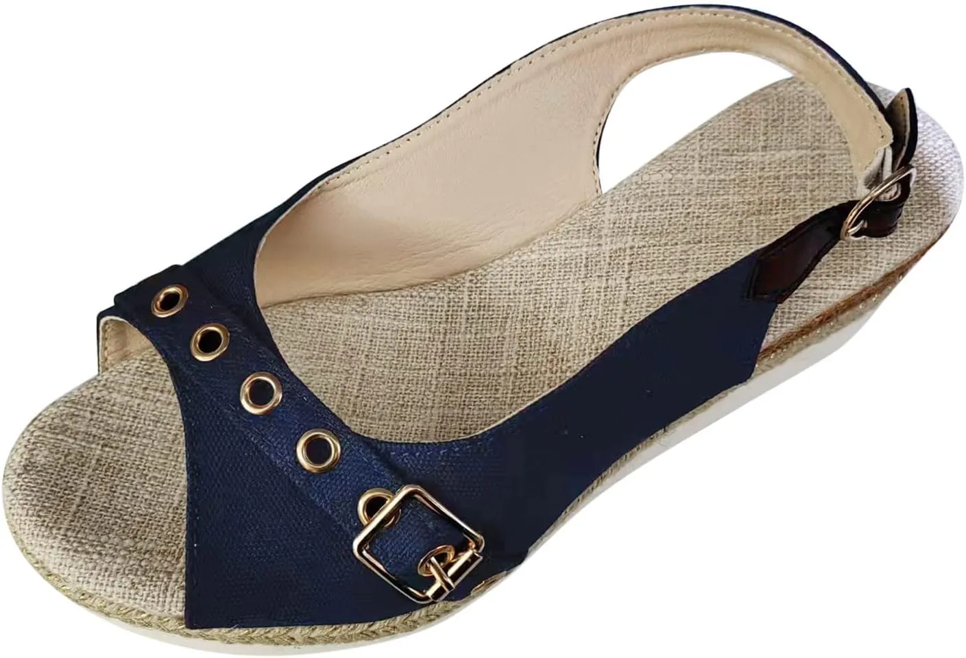 ZSpzx Women's Orthopedic Arch Support Sandals Comfortable Platform Espadrille Wedge for Women Casual Strappy Low Wedges Dressy Summer Beach Fish Mouth Slingback Ankle Strap Outdoor Walking Shoes