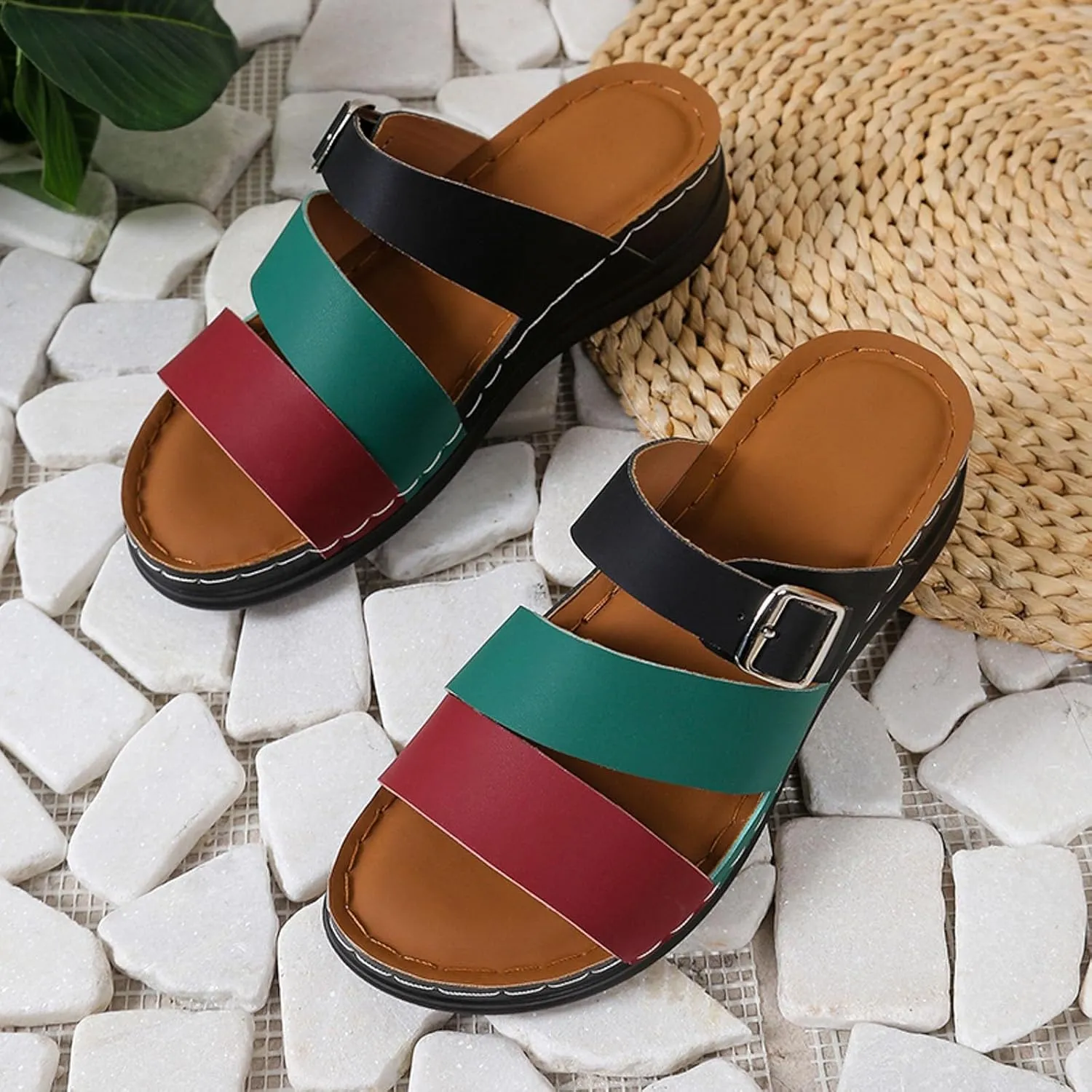 ZSpzx Women's Orthotic Cushion Flip Flops Recovery Walking Sandals for Women Arch Support Plantar Fasciitis Bunion Wedge Slide Dressy Summer Comfortable Open Toe Crisscross Straps Slip on Beach Shoes