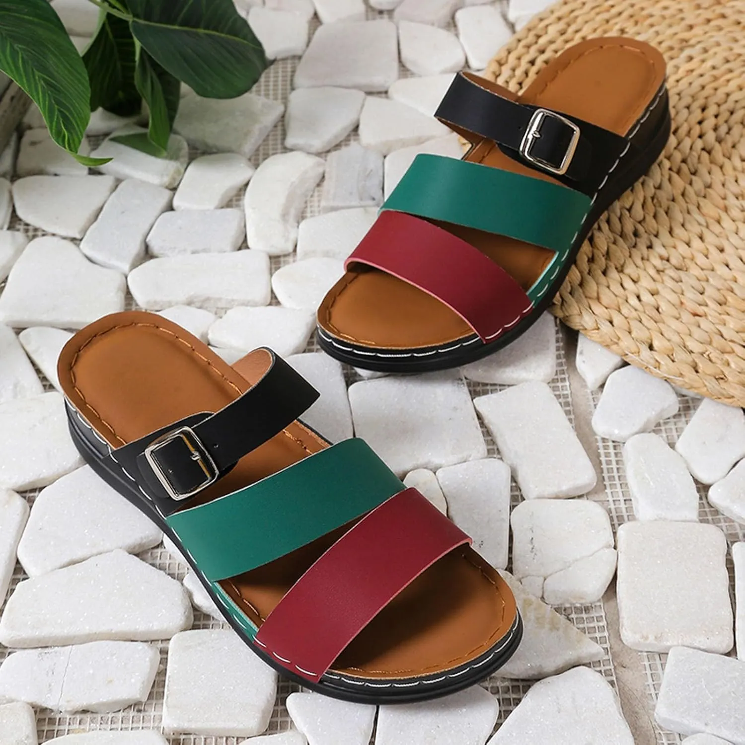 ZSpzx Women's Orthotic Cushion Flip Flops Recovery Walking Sandals for Women Arch Support Plantar Fasciitis Bunion Wedge Slide Dressy Summer Comfortable Open Toe Crisscross Straps Slip on Beach Shoes