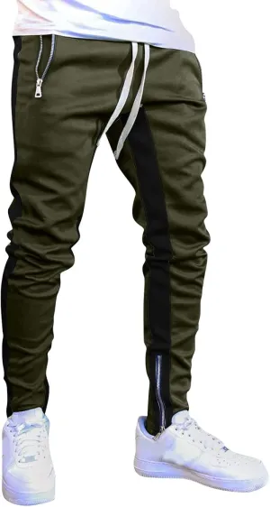ZYXTIM Work Utility Jogger Pants for Men,Mens Slim Fit Color Block Patchwork Athletic Gym Workout Running Jogger Sweatpants