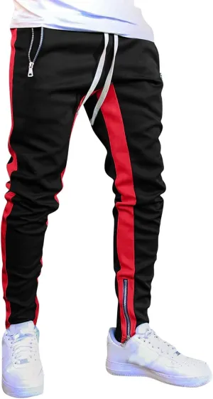 ZYXTIM Work Utility Jogger Pants for Men,Mens Slim Fit Color Block Patchwork Athletic Gym Workout Running Jogger Sweatpants